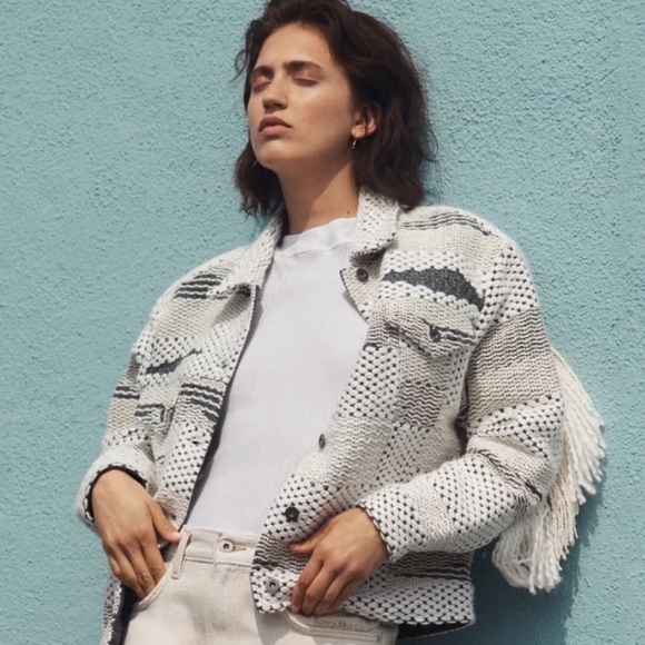 LEVIS FRINGE WOOL BLEND TRUCKERS JACKET Boho Chic Coastal Cowgirl Size 1… - Picture 6 of 13